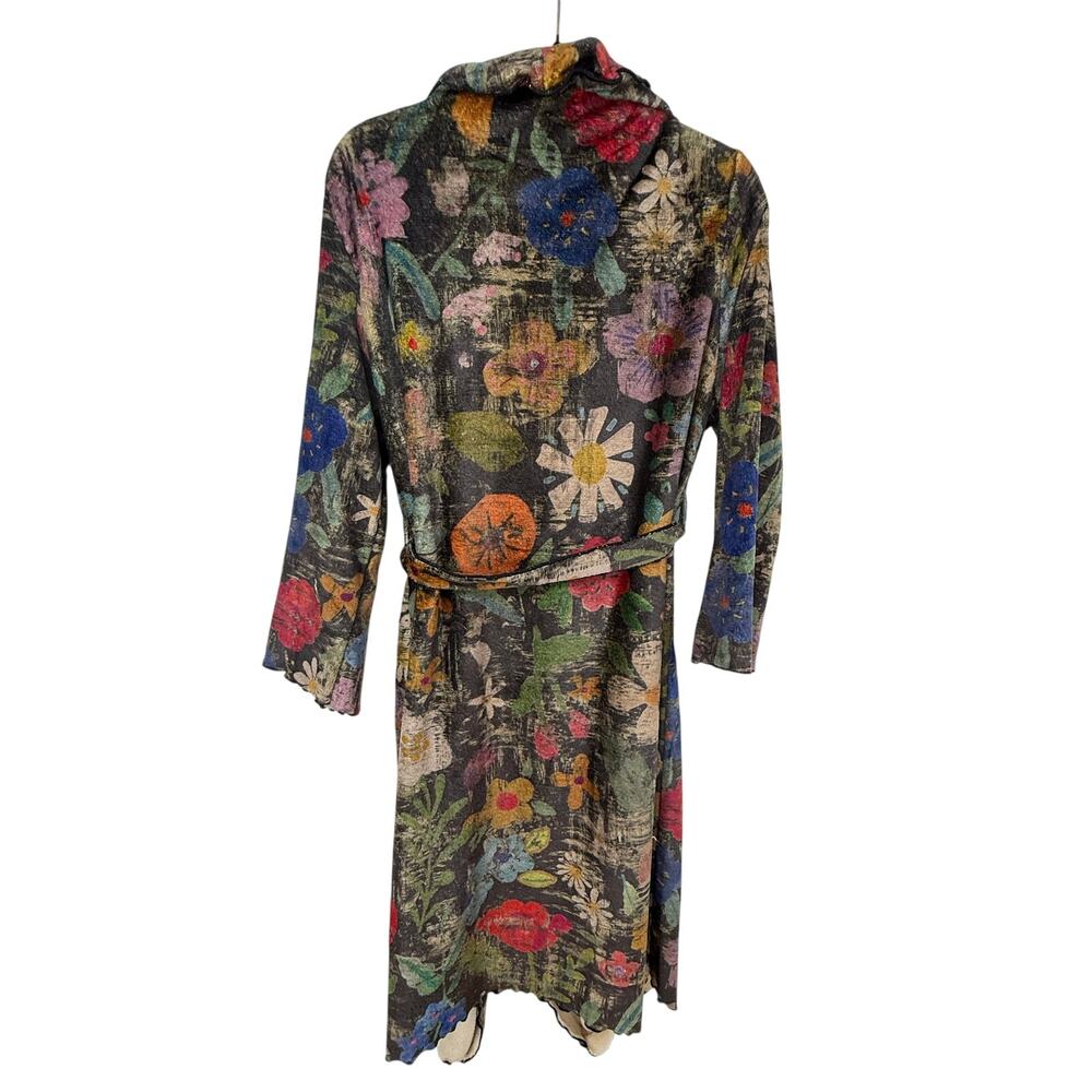 Natural Life Cozy Blanket Midi Robe Wildflower Floral Plush Tie Waist XS - Picture 2 of 7